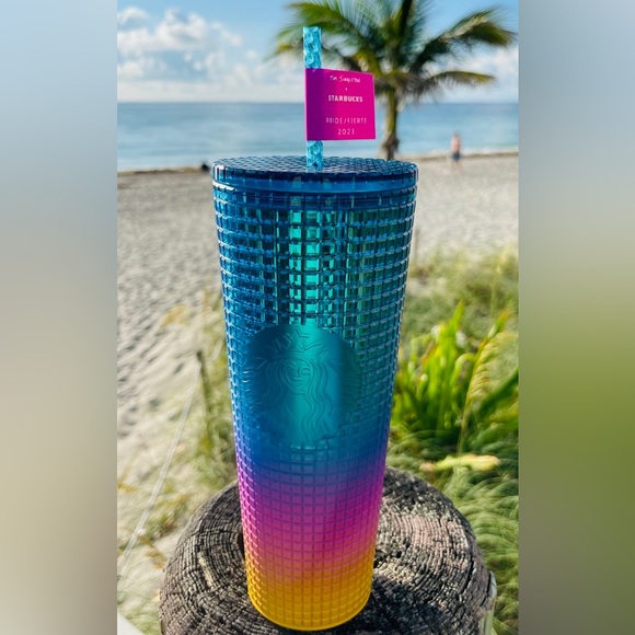 Starbucks Tim Singleton Pride Rainbow Grid Studded Cold Cup Tumbler 24oz 2023 - Picture 4 of 12